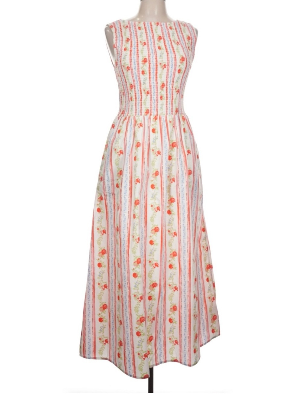 Caroline Constas S Maxi Dress Smocked Euro Summer Vacation Cottagecore Feminine
